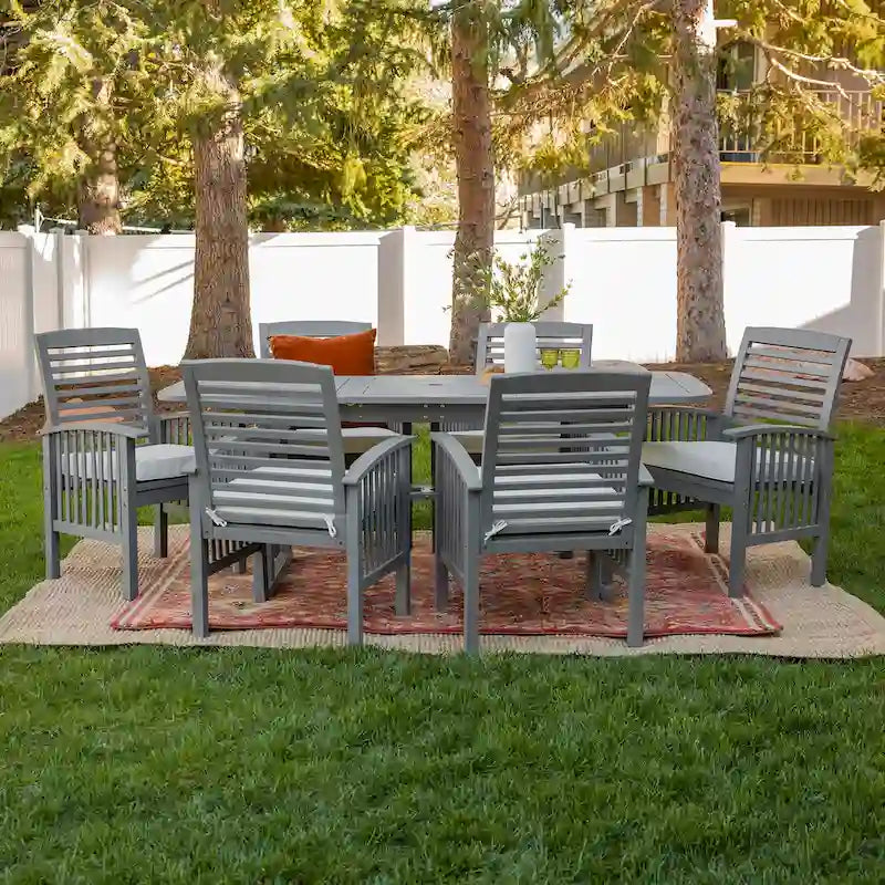 Middlebrook Surfside 7-Piece Acacia Outdoor Extension Dining Set - 55-79 x 35 x 30h