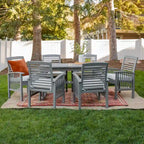 Middlebrook Surfside 7-Piece Acacia Outdoor Extension Dining Set - 55-79 x 35 x 30h