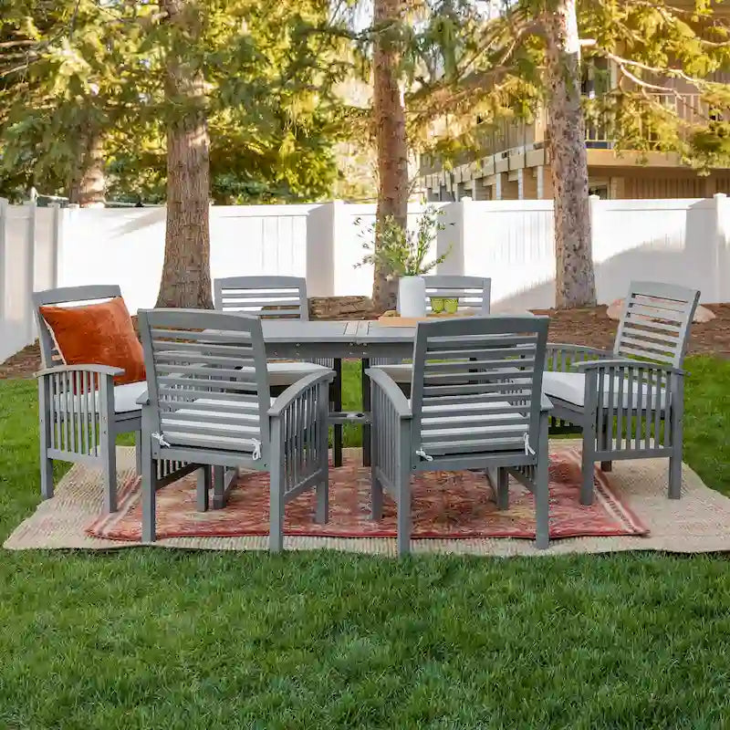 Middlebrook Surfside 7-Piece Acacia Outdoor Extension Dining Set - 55-79 x 35 x 30h
