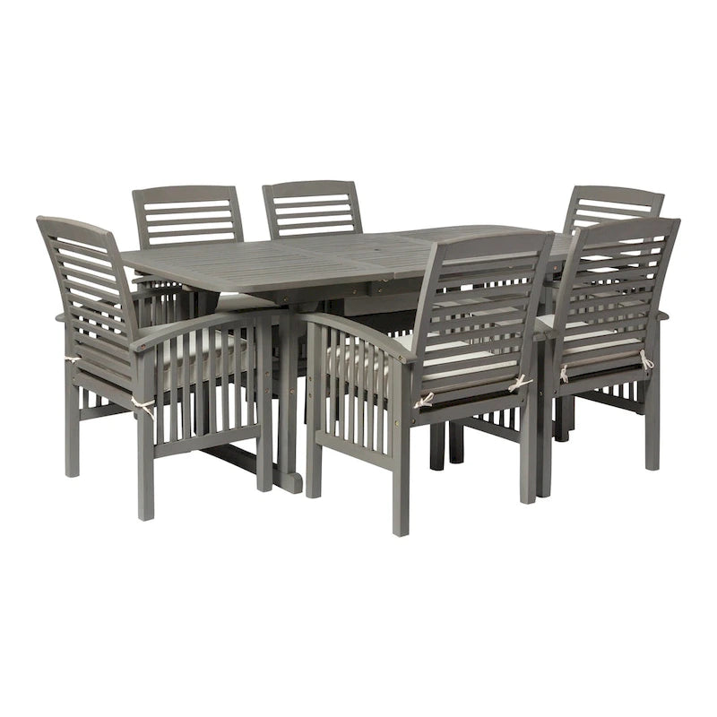 Middlebrook Surfside 7-Piece Acacia Outdoor Extension Dining Set - 55-79 x 35 x 30h