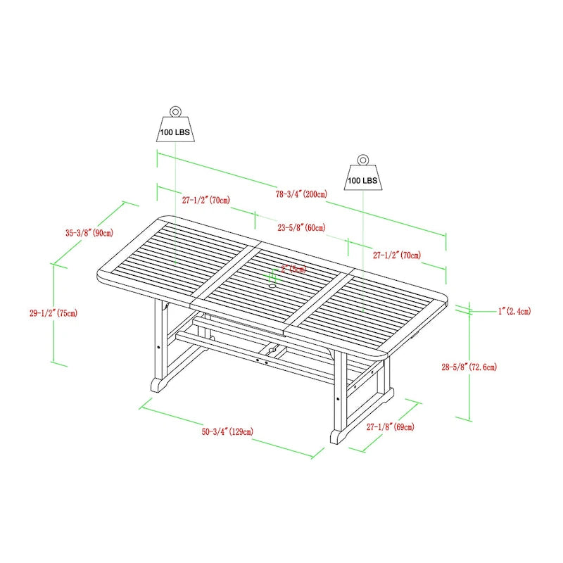 Middlebrook Surfside 7-Piece Acacia Outdoor Extension Dining Set - 55-79 x 35 x 30h
