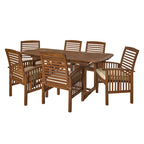 Middlebrook Surfside 7-Piece Acacia Outdoor Extension Dining Set - 55-79 x 35 x 30h