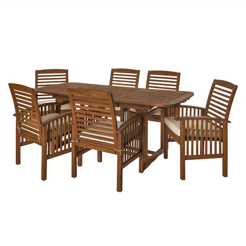 Middlebrook Surfside 7-Piece Acacia Outdoor Extension Dining Set - 55-79 x 35 x 30h