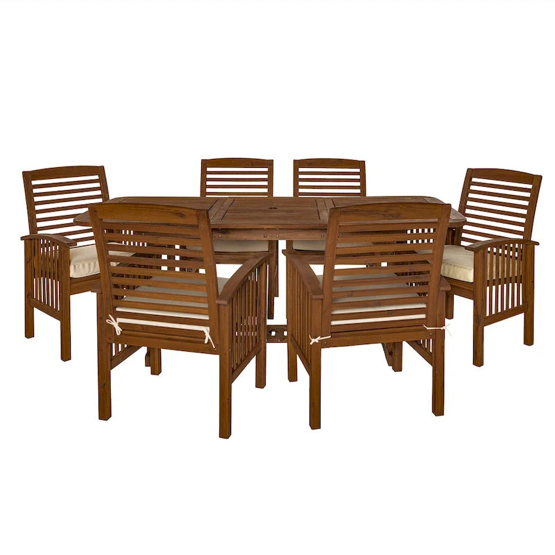 Middlebrook Surfside 7-Piece Acacia Outdoor Extension Dining Set - 55-79 x 35 x 30h