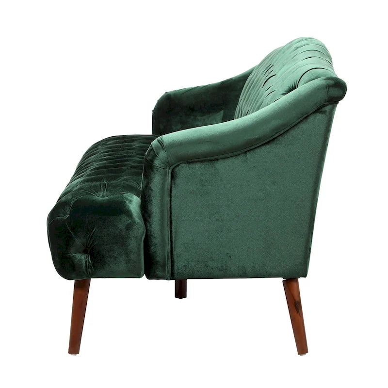 Modern 73.25 Button Tufted 3-Seater Sofa with Birch Legs