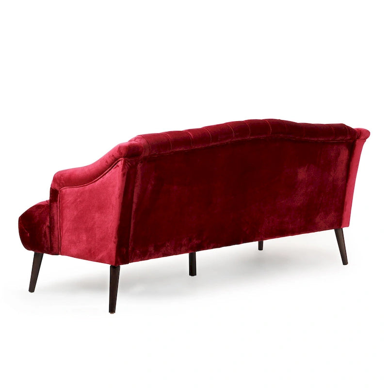 Modern 73.25 Button Tufted 3-Seater Sofa with Birch Legs