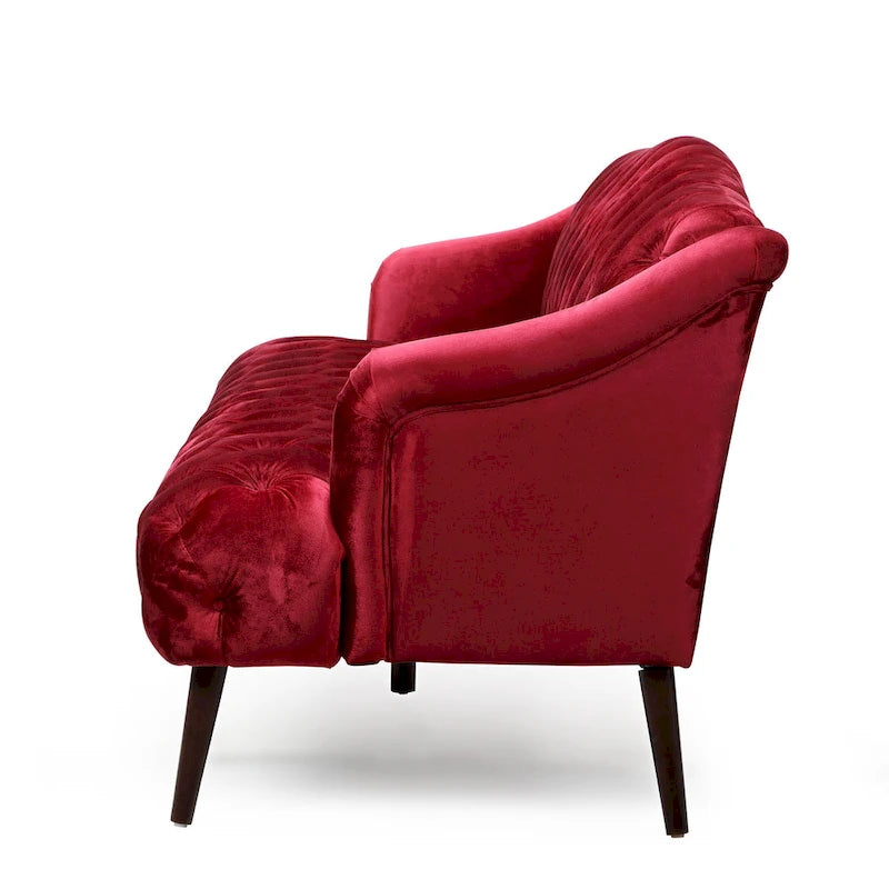 Modern 73.25 Button Tufted 3-Seater Sofa with Birch Legs
