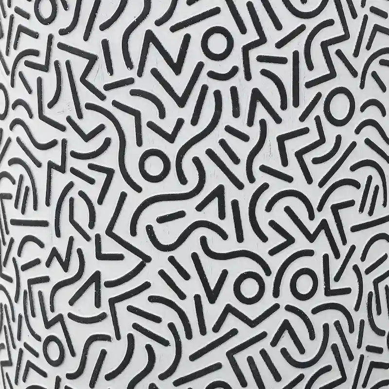 Kiri 17.75 Modern Bohemian Geometric Drum Garden Stool, Black/White, by JONATHAN Y