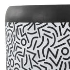 Kiri 17.75 Modern Bohemian Geometric Drum Garden Stool, Black/White, by JONATHAN Y