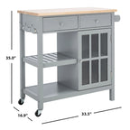 SAFAVIEH Fawn 1-Door 2-Drawer 2-Shelf Kitchen Cart - 33.5 W x 16.9 L x 35 H - 33Wx17Dx35H