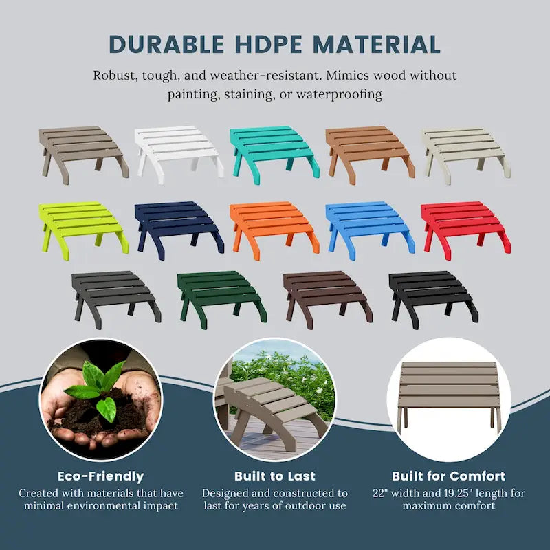 Polytrends Altura Outdoor Adirondack Folding Ottoman