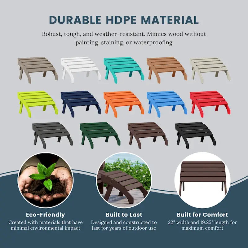 Polytrends Altura Outdoor Adirondack Folding Ottoman