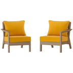 Polytrends Birchwood All Weather HDPE Outdoor Patio Deep Seating Weathered Wood Loveseat (2-Piece)