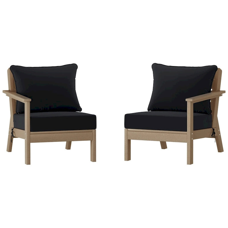 Polytrends Birchwood All Weather HDPE Outdoor Patio Deep Seating Weathered Wood Loveseat (2-Piece)