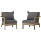 Polytrends Birchwood All Weather HDPE Outdoor Patio Deep Seating Weathered Wood Loveseat (2-Piece)