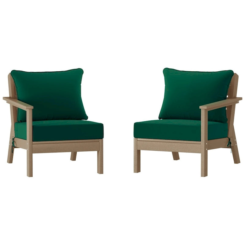 Polytrends Birchwood All Weather HDPE Outdoor Patio Deep Seating Weathered Wood Loveseat (2-Piece)
