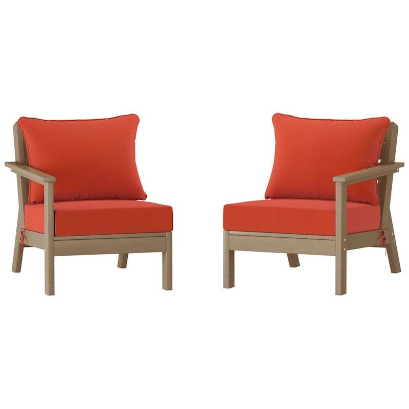 Polytrends Birchwood All Weather HDPE Outdoor Patio Deep Seating Weathered Wood Loveseat (2-Piece)