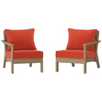 Polytrends Birchwood All Weather HDPE Outdoor Patio Deep Seating Weathered Wood Loveseat (2-Piece)