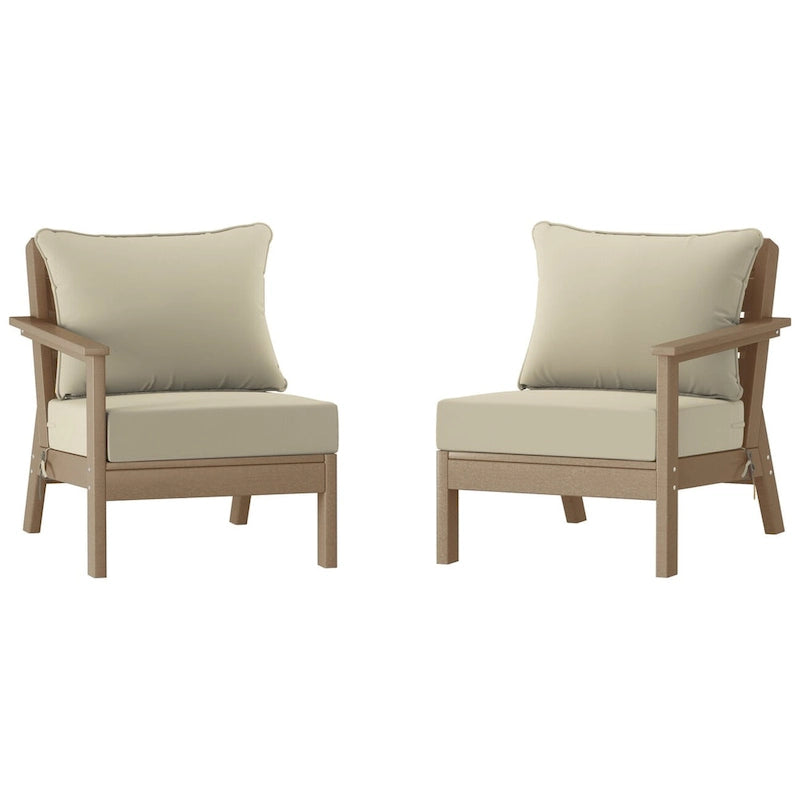 Polytrends Birchwood All Weather HDPE Outdoor Patio Deep Seating Weathered Wood Loveseat (2-Piece)