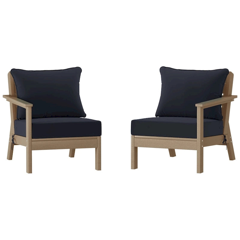 Polytrends Birchwood All Weather HDPE Outdoor Patio Deep Seating Weathered Wood Loveseat (2-Piece)