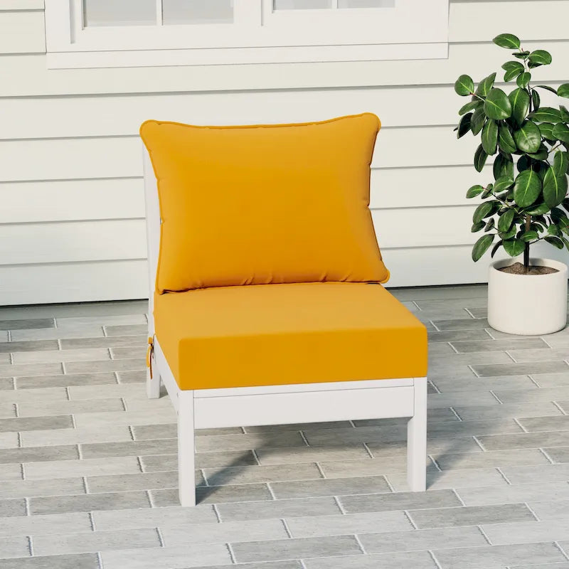 Polytrends Birchwood All Weather HDPE Outdoor Patio Deep Seating White Armless Chair With Cushions (1-Piece)