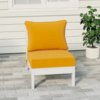 Polytrends Birchwood All Weather HDPE Outdoor Patio Deep Seating White Armless Chair With Cushions (1-Piece)