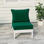 Polytrends Birchwood All Weather HDPE Outdoor Patio Deep Seating White Armless Chair With Cushions (1-Piece)