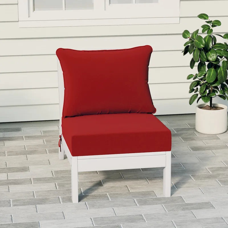 Polytrends Birchwood All Weather HDPE Outdoor Patio Deep Seating White Armless Chair With Cushions (1-Piece)