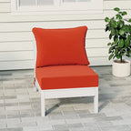 Polytrends Birchwood All Weather HDPE Outdoor Patio Deep Seating White Armless Chair With Cushions (1-Piece)