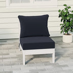 Polytrends Birchwood All Weather HDPE Outdoor Patio Deep Seating White Armless Chair With Cushions (1-Piece)