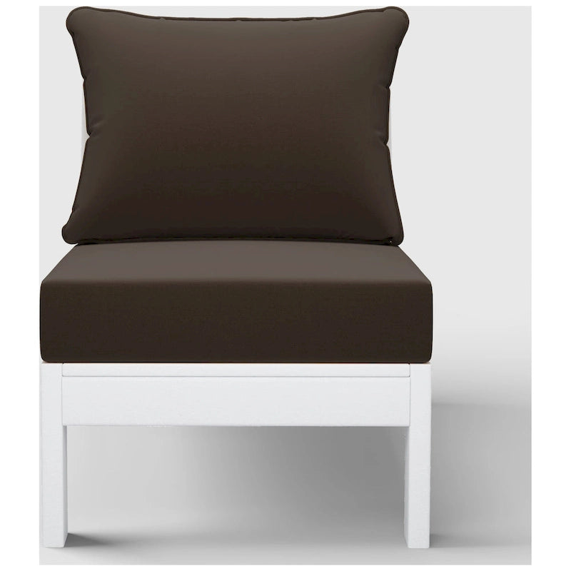 Polytrends Birchwood All Weather HDPE Outdoor Patio Deep Seating White Armless Chair With Cushions (1-Piece)
