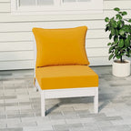 Polytrends Birchwood All Weather HDPE Outdoor Patio Deep Seating White Armless Chair With Cushions (1-Piece)