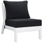 Polytrends Birchwood All Weather HDPE Outdoor Patio Deep Seating White Armless Chair With Cushions (1-Piece)