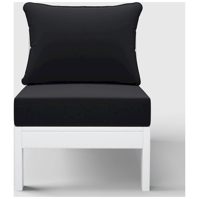 Polytrends Birchwood All Weather HDPE Outdoor Patio Deep Seating White Armless Chair With Cushions (1-Piece)