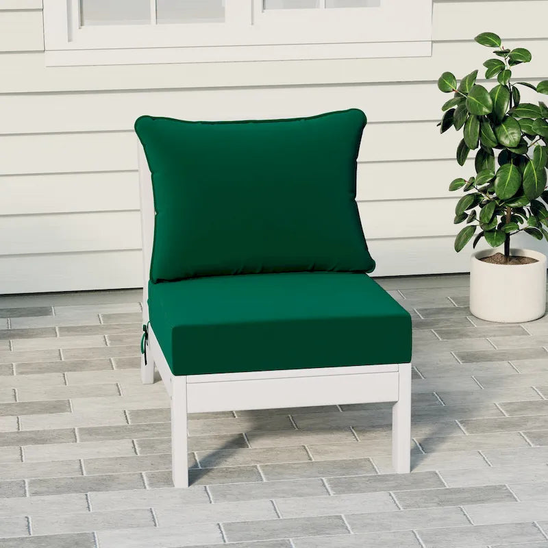 Polytrends Birchwood All Weather HDPE Outdoor Patio Deep Seating White Armless Chair With Cushions (1-Piece)