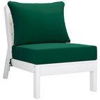 Polytrends Birchwood All Weather HDPE Outdoor Patio Deep Seating White Armless Chair With Cushions (1-Piece)