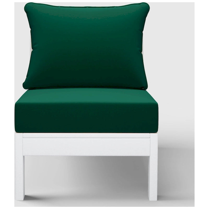 Polytrends Birchwood All Weather HDPE Outdoor Patio Deep Seating White Armless Chair With Cushions (1-Piece)