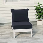 Polytrends Birchwood All Weather HDPE Outdoor Patio Deep Seating White Armless Chair With Cushions (1-Piece)