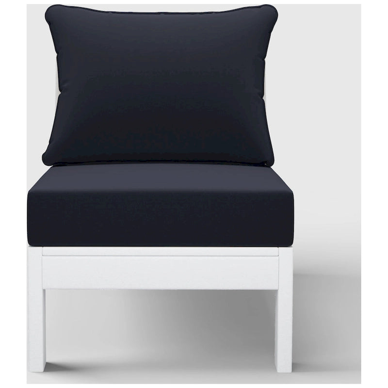 Polytrends Birchwood All Weather HDPE Outdoor Patio Deep Seating White Armless Chair With Cushions (1-Piece)