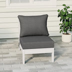 Polytrends Birchwood All Weather HDPE Outdoor Patio Deep Seating White Armless Chair With Cushions (1-Piece)