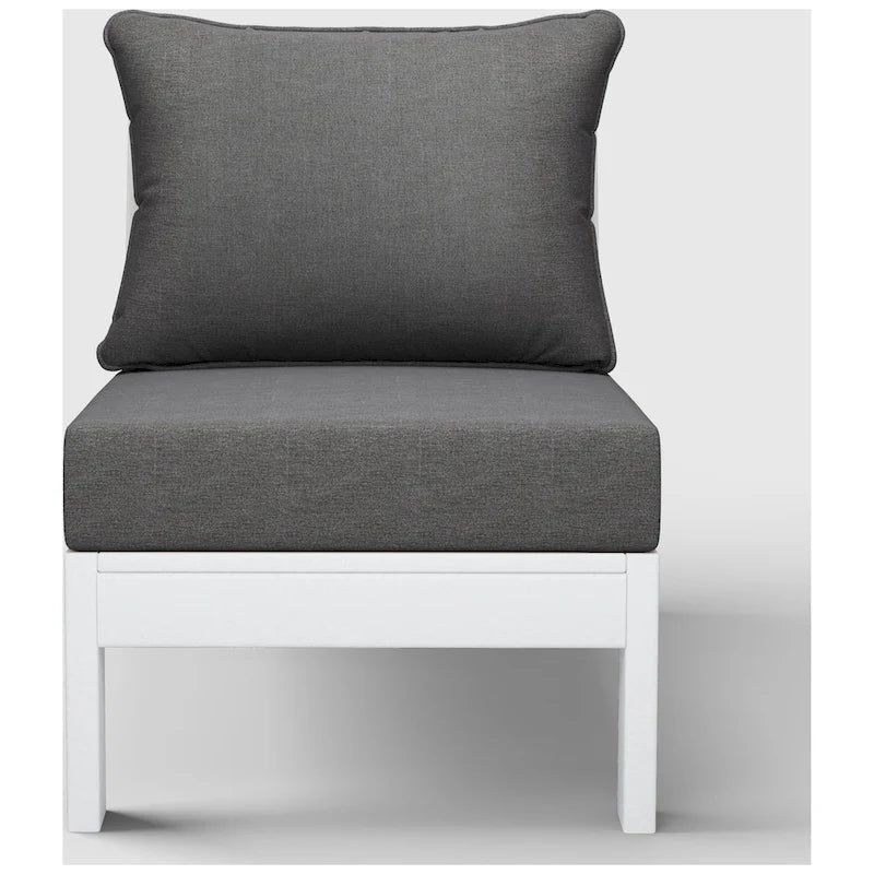 Polytrends Birchwood All Weather HDPE Outdoor Patio Deep Seating White Armless Chair With Cushions (1-Piece)