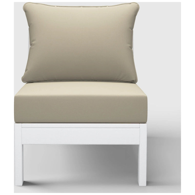 Polytrends Birchwood All Weather HDPE Outdoor Patio Deep Seating White Armless Chair With Cushions (1-Piece)