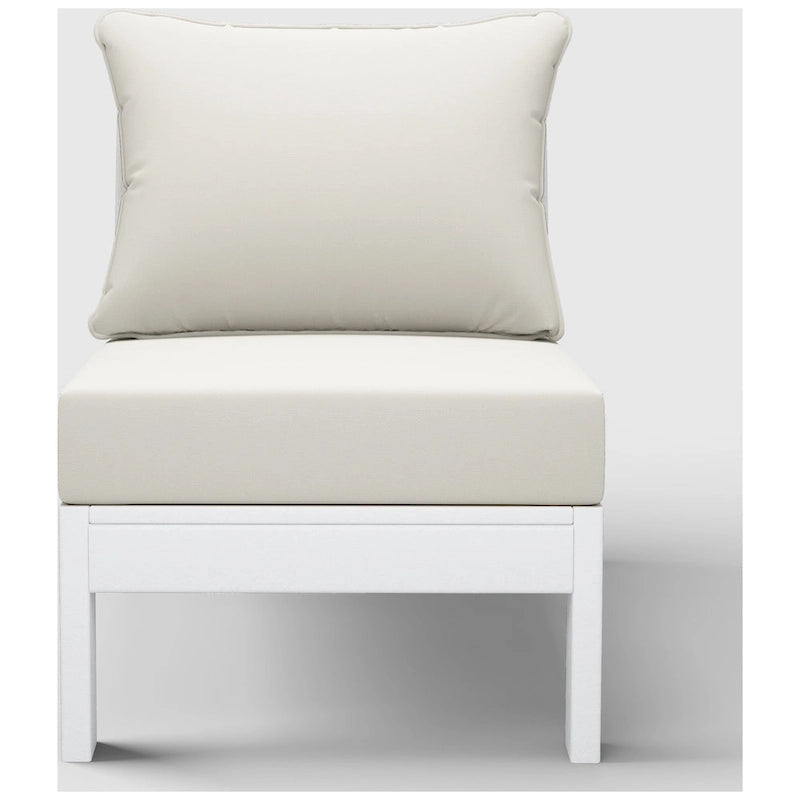 Polytrends Birchwood All Weather HDPE Outdoor Patio Deep Seating White Armless Chair With Cushions (1-Piece)