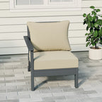 Polytrends Birchwood All Weather HDPE Outdoor Patio Deep Seating Gray Left Arm Facing Chair With Cushions (1-Piece)