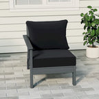 Polytrends Birchwood All Weather HDPE Outdoor Patio Deep Seating Gray Left Arm Facing Chair With Cushions (1-Piece)