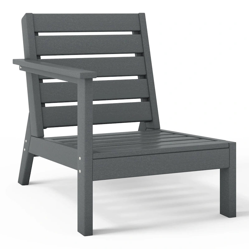 Polytrends Birchwood All Weather HDPE Outdoor Patio Deep Seating Gray Left Arm Facing Chair With Cushions (1-Piece)