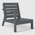 Polytrends Birchwood All Weather HDPE Outdoor Patio Deep Seating Gray Left Arm Facing Chair With Cushions (1-Piece)