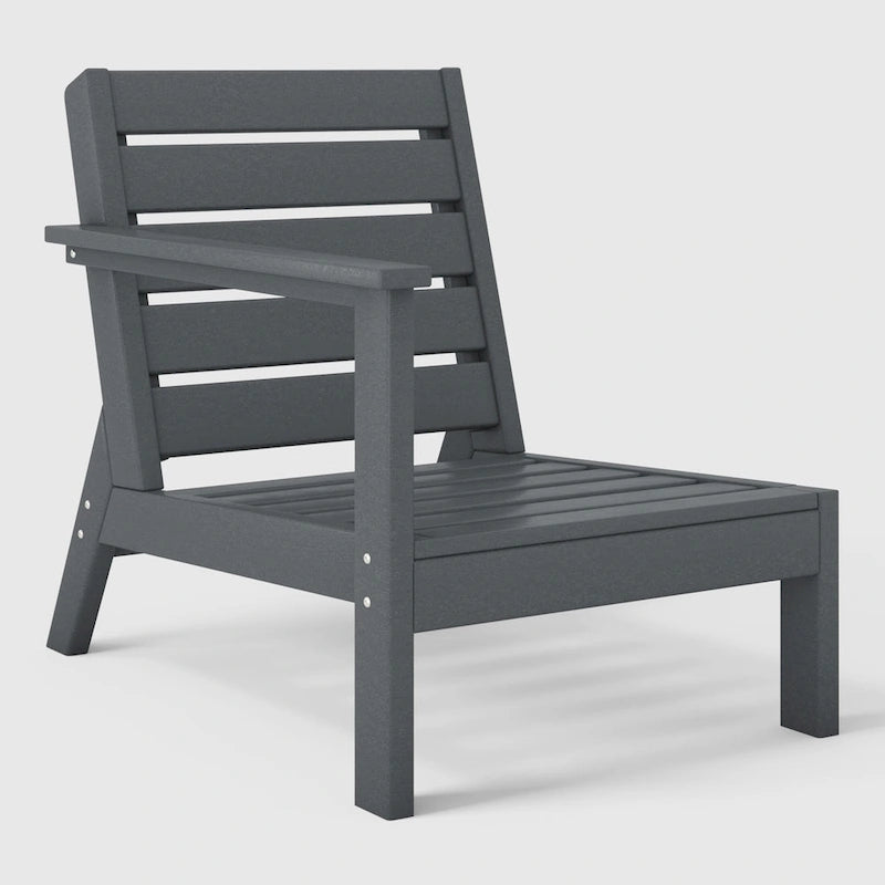 Polytrends Birchwood All Weather HDPE Outdoor Patio Deep Seating Gray Left Arm Facing Chair With Cushions (1-Piece)