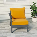 Polytrends Birchwood All Weather HDPE Outdoor Patio Deep Seating Gray Left Arm Facing Chair With Cushions (1-Piece)