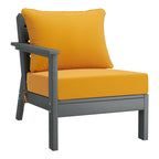 Polytrends Birchwood All Weather HDPE Outdoor Patio Deep Seating Gray Left Arm Facing Chair With Cushions (1-Piece)